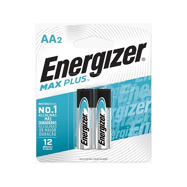 Kit com 2 Pilhas Alcalinas Max Plus AA Pequena SM-48 Energizer
