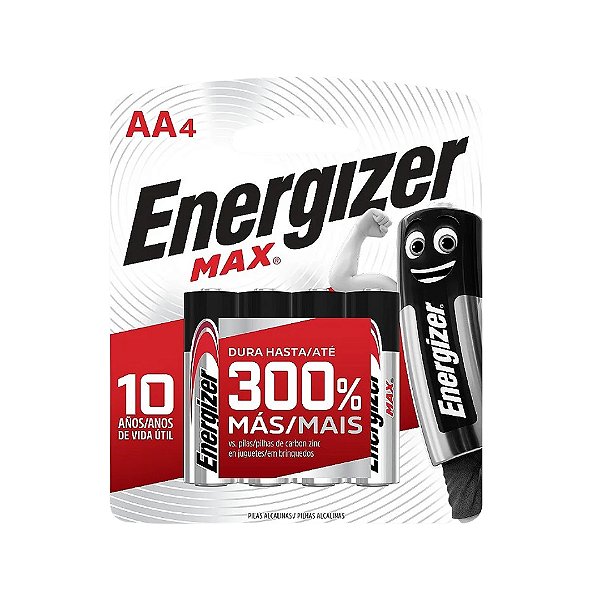 Kit com 4 Pilhas Alcalinas Max AA Pequena SM-160 Energizer