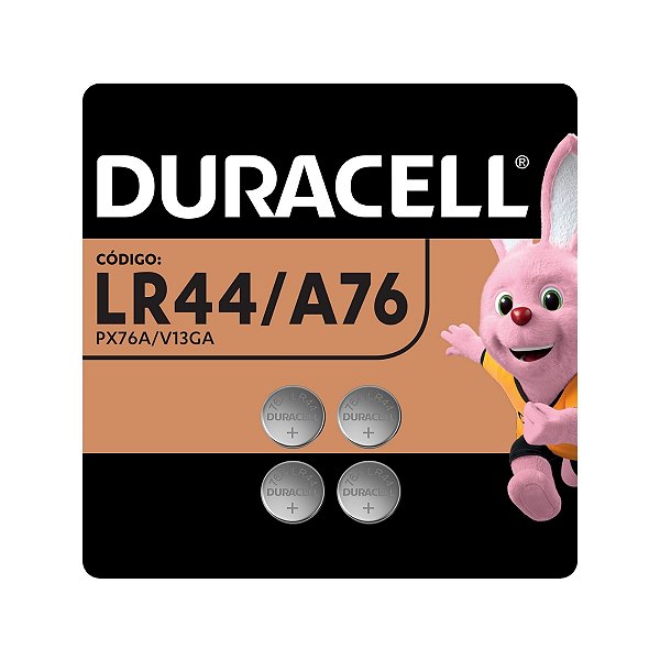 Kit com 4 Pilhas Alcalinas LR44 A76 Duracell