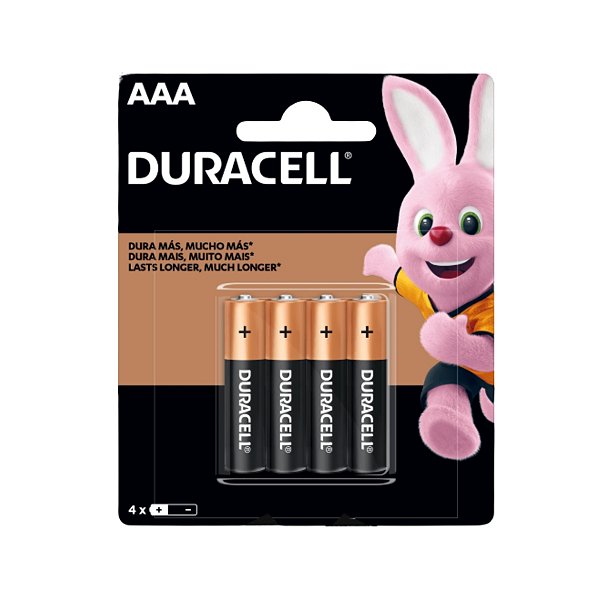 Kit com 4 Pilhas Alcalinas AAA Palito Duracell