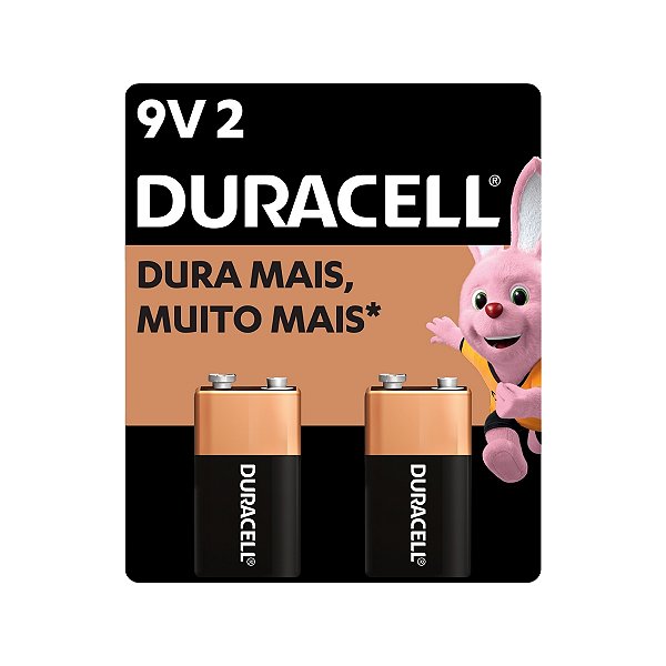 Kit com 2 Baterias Alcalinas 9V Duracell