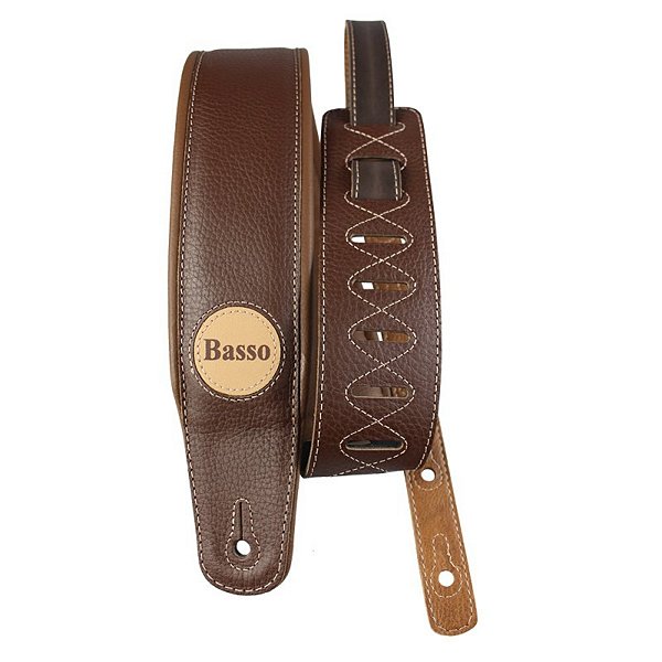 Correia Alça Guitarra Violão Baixo Suede Marrom CLA 09 Basso
