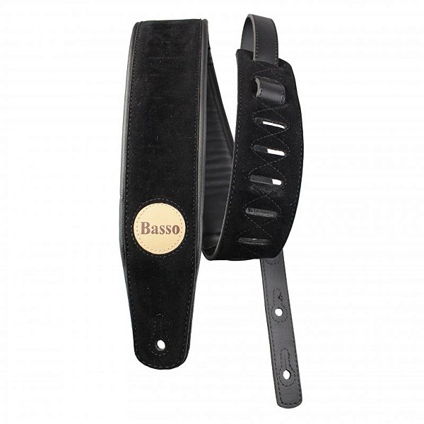 Correia Alça Straps Guitarra Violão Suede Preta CLA 03 Basso