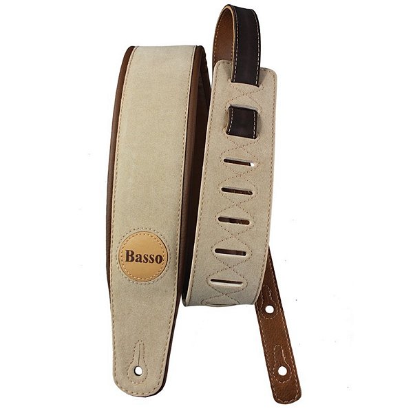 Correia Alça Guitarra Violão Baixo Suede Bege CLA 01 Basso