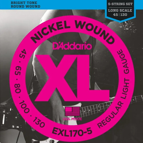 Corda Baixo 5 Cordas Longa 45-130 XL EXL170-5 D Addario