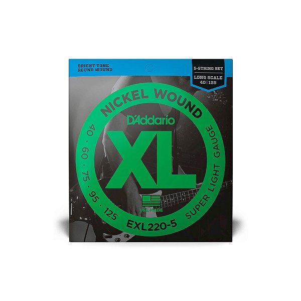 Cordas Para Baixo 5 Cordas .040-.125 XL EXL220-5 D Addario