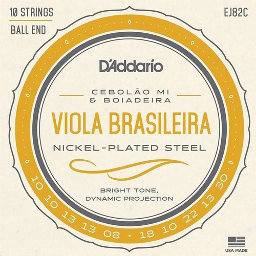 Encordoamento Para Viola Brasileira Mí EJ82C D Addario