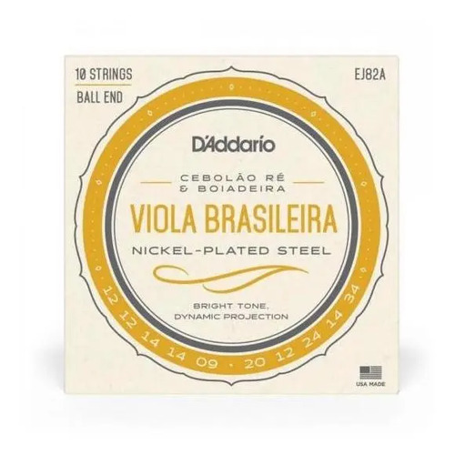 Encordoamento Para Viola Brasileira Ré EJ82 D Addario