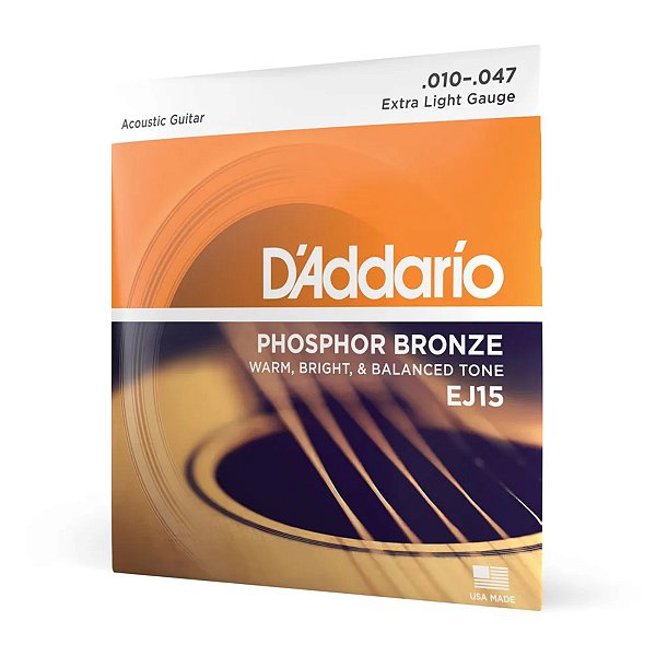Cordas Para Violão Aço Phosphor Bronze 10-47 EJ15 D Addario
