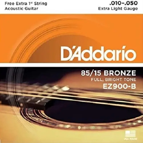 Cordas Violão Aço 10-50 Corda Extra PL010 EZ900-B D Addario