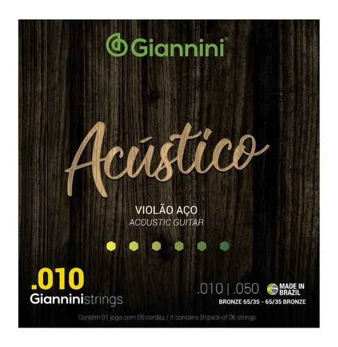 Encordoamento Violão Aço Bronze 65/35 0.010" Geswam Giannini