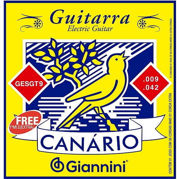 Encordoamento Guitarra Canário Aço 0.009" Gesgt9 Giannini