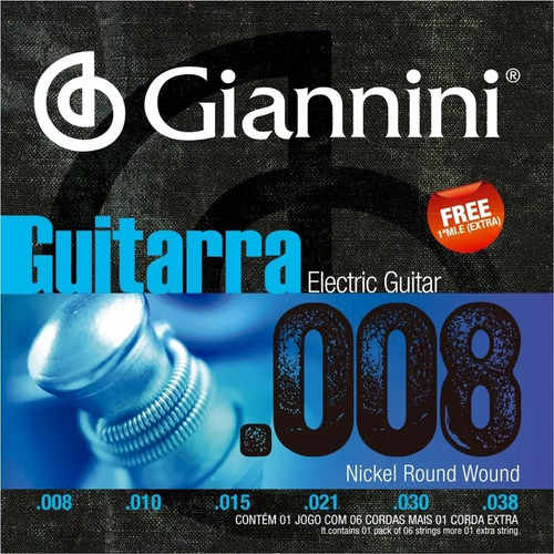 Encordoamento Para Guitarra Niquel 0.008 Geegst.8 Giannini
