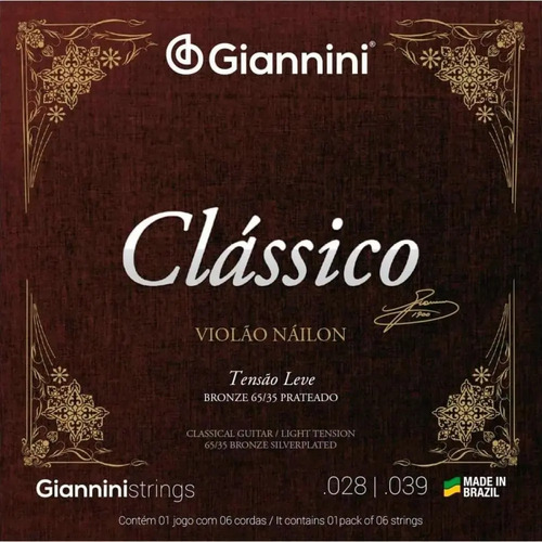 Corda Violão Clássico Nylon 65/35 Leve Genwpl Giannini