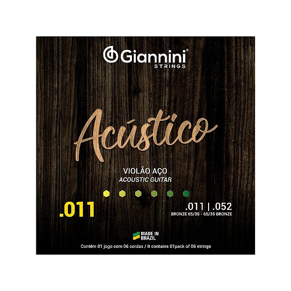 Encordoamento Violão Aço Bronze 65/35 011" Gespw Giannini