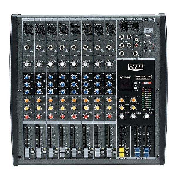 Mesa Som 8 Canais Analógica Usb Cmx08 Mark Audio