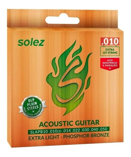 Cordas P/ Violão Phosphor Bronze 0.010"/0.050" Slapb10 Solez