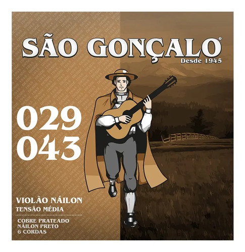 Encordoamento Violão Nylon Preto 0.029 - 0.043 São Gonçalo