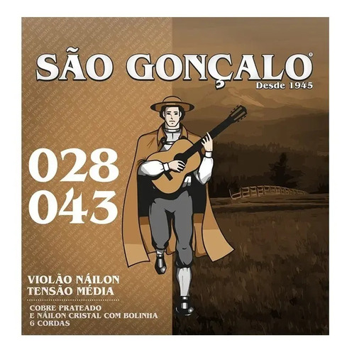 Cordas Violão Nylon Cristal Bolinha 28-43 Média São Gonçalo