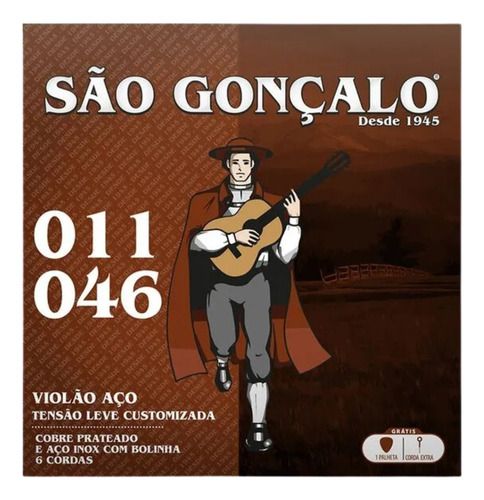 Encordoamento Violão Aço Bolinha 011" - 046" São Gonçalo