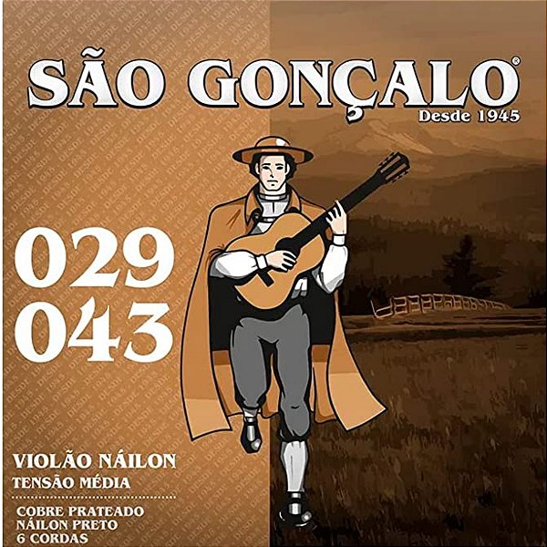 Cordas Violão Nylon Cristal 029 043 Tensão Média São Gonçalo