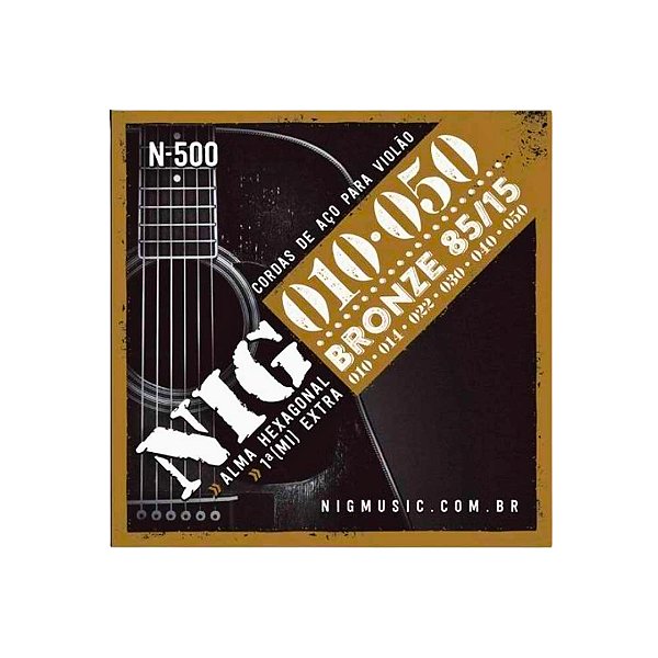 Encordoamento Violão Aço-bronze 85/15 010"- 050" - 1ª Corda (mí) Extra N500 Nig