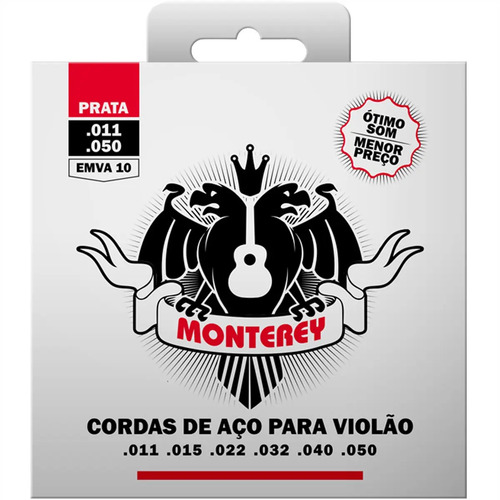 Encordoamento Para Violão Aço Prata Emva10 Monterey