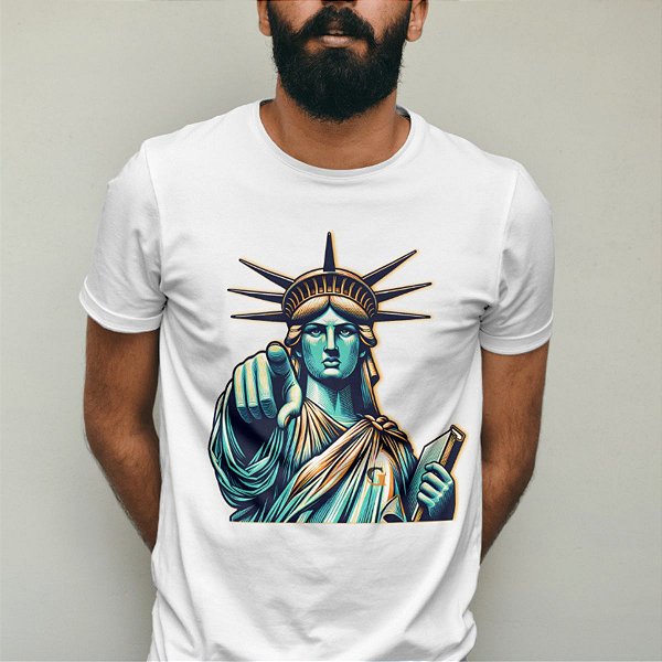 Camiseta Masculina Básica GuGi Estátua Da Liberdade Nova Iorque Camisa 100% Algodão premium