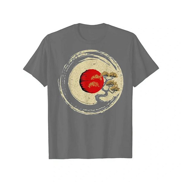 Camisa masculina 100% algodão Bonsai planta tipo estampada básica