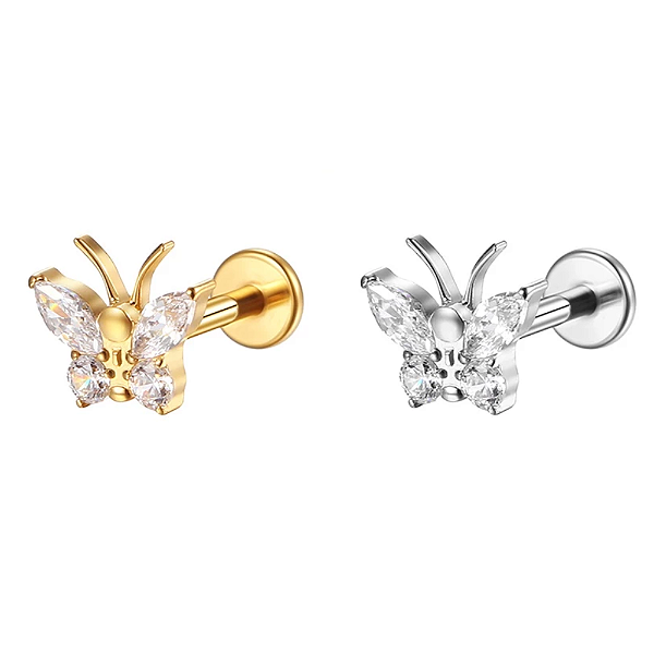 Piercing Borboleta Zircônias Titânio Labret