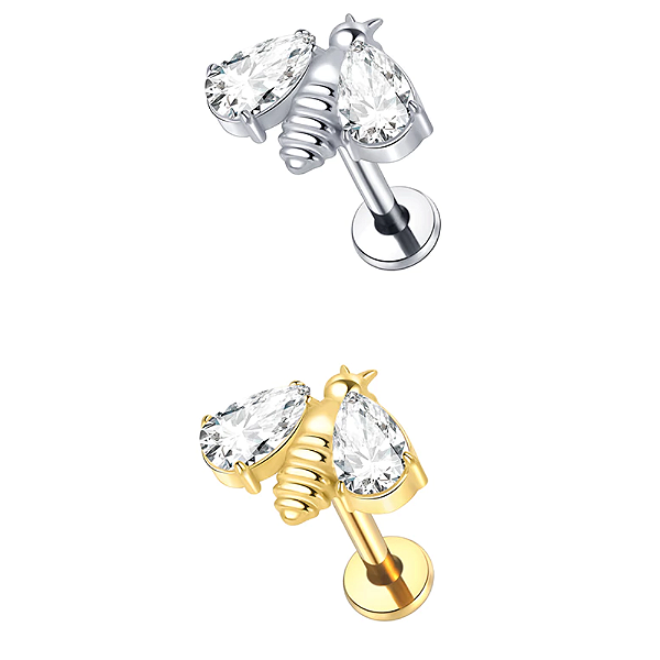 Piercing Abelha com Zircônias em Titânio