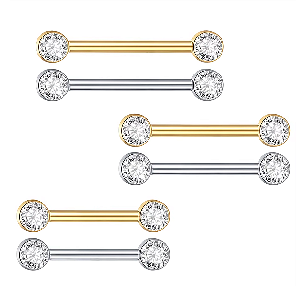 Piercing Barbell para Mamilo em Titânio com Zircônia – 2 unidades