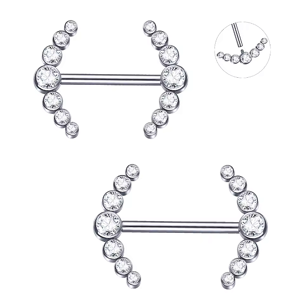 Piercing Mamilo Chanel em Titânio com Zircônias - 2 Unidades