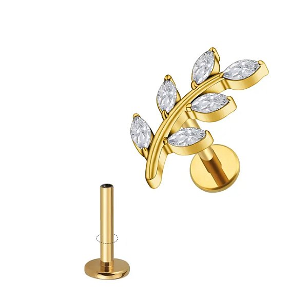 Piercing Folha Ramos Titânio Labret