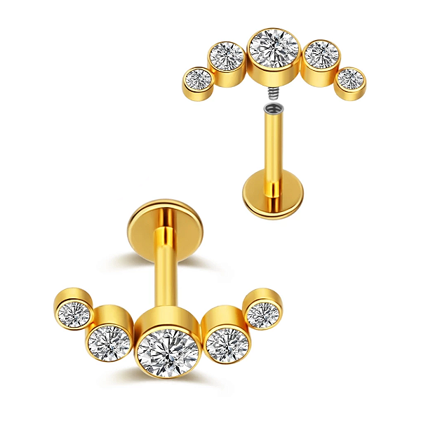 Piercing Cluster Labret Titânio Zircônias