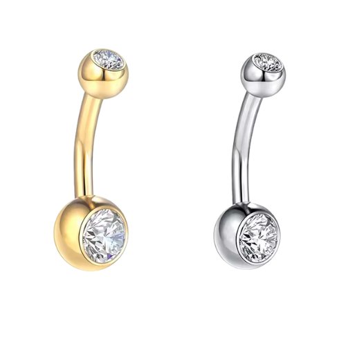 Piercing Umbigo Redondo Bolinha Zircônia Titânio