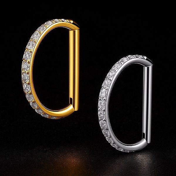 Piercing Argola Titânio Click Segmento Zircônia Cicatrização Hélix Conch Nariz Antialérgico