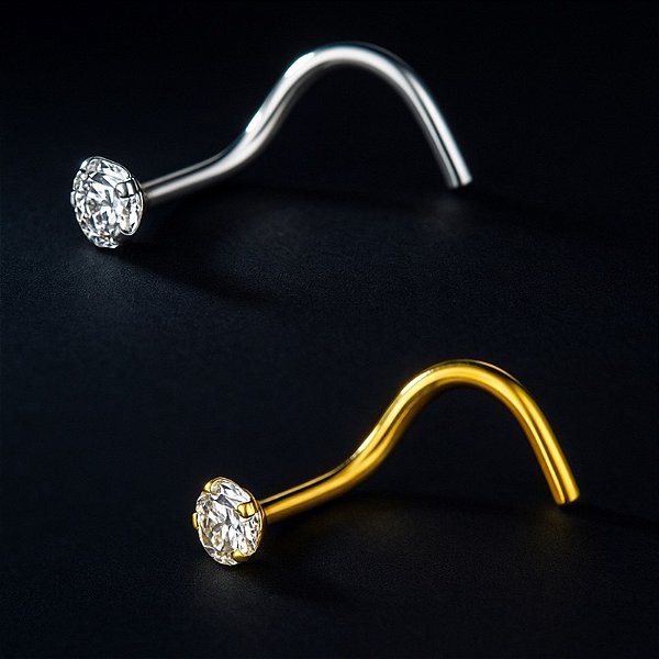 Piercing Nariz Ponto de Luz Titânio Natural Cravejado PVD Zircônia Nostril
