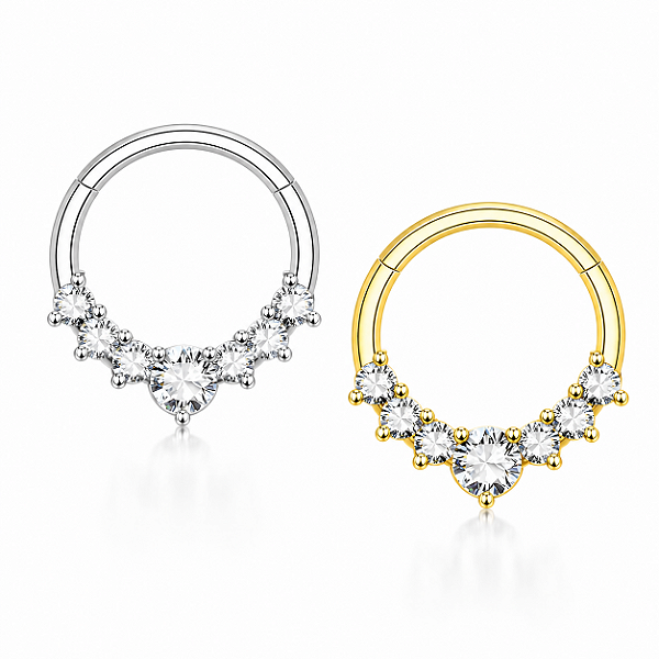 Piercing Argola Orelha Nariz Click Zircônia Aço Cirúrgico Septo Daith Hélix Conch Pedras Cravejadas