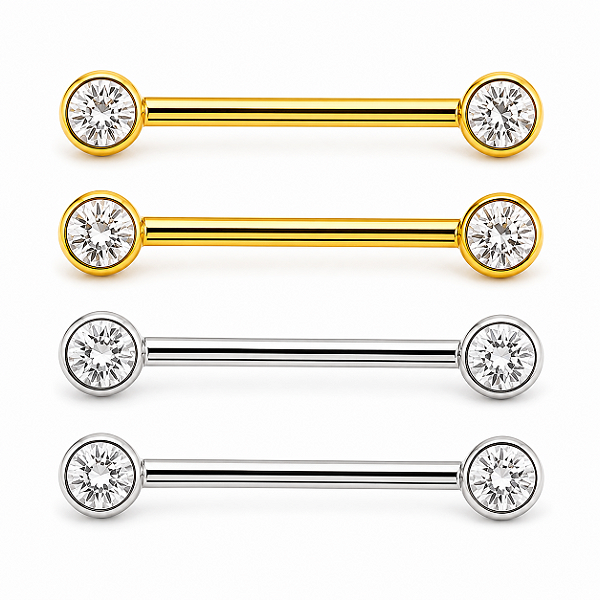Piercing Mamilo Peito Barbell Rosca Interna Titânio Zircônia PVD 2 Unidades