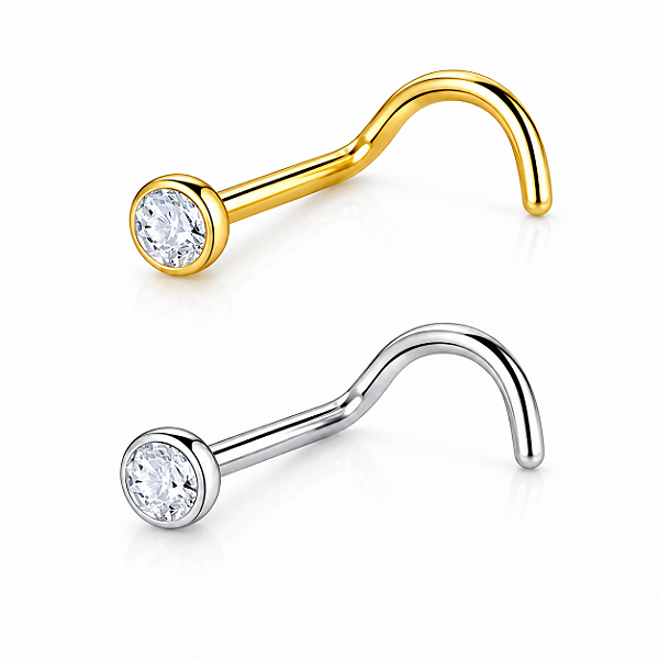Piercing Nariz Ponto de Luz Nostril Titânio Aba Nasal Natural Filete PVD Zircônia