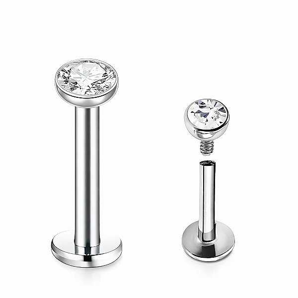 Piercing Ponto de Luz 3mm Aço Labret 1.2 Rosca Interna