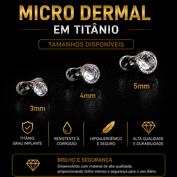 Piercing Microdermal Titânio ASTM F136 Implante 2 Furos Zircônia Dermal Anchor Hipoalergênico