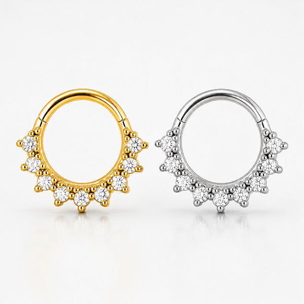 Piercing Argola Orelha Aço Cirúrgico Zircônia Daith Septo Hélix Prata Dourado Cravejado Feminino