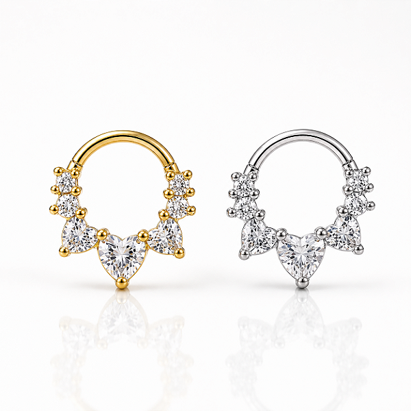 Piercing Argola Orelha Nariz Aço Cirúrgico Coração Zircônia Daith Septo Hélix