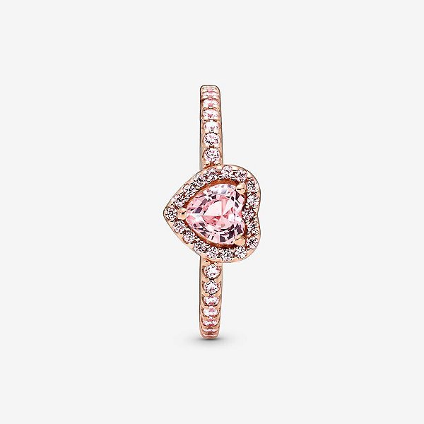 Anel Coração Rosa em Prata 925 com Banho Ouro Rosé
