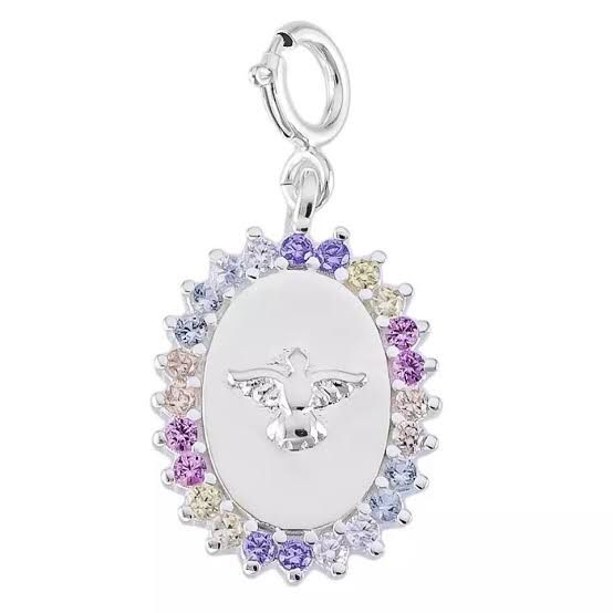 Pingente Espírito Santo em Prata 925 com Zircônias Coloridas – Fé e Sofisticação
