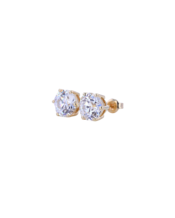 Brinco Solitário em Prata 925 Banhado a Ouro com Zircônia – Clássico e Sofisticado