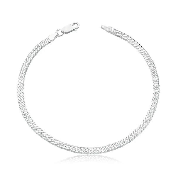 Pulseira Elos Duplos em Prata 925 - 18 cm