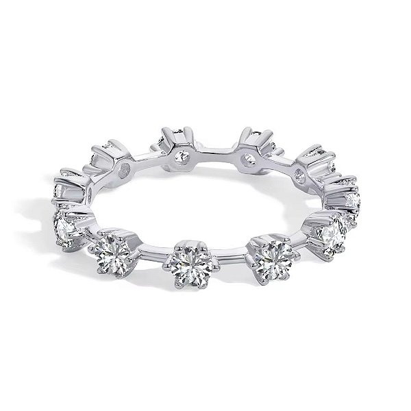 Anel Prata 925 com Zircônias Cravejadas – Aro Contínuo
